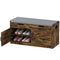 Shoe Storage Bench, Entryway Bench with 2-Tier Cabinet, Flip-Top Storage, Padded Cushion for Hallway, Rustic Brown