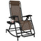 2 in 1 Adjustable Zero Gravity Reclining Lounge Chair Garden Recliner and Rocker Foldable Sun Lounger Napping Seat w/ Headrest & Tray Brown