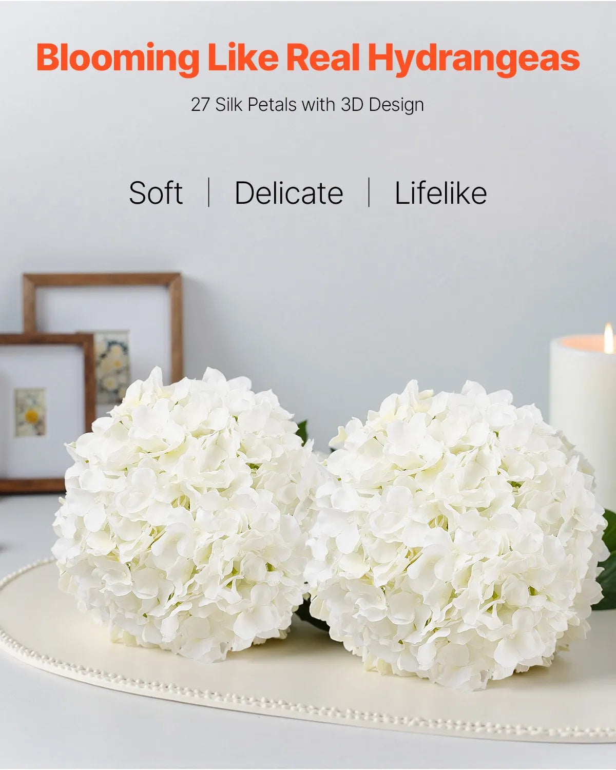 VEVOR 105 Pcs Artificial Silk Hydrangea Flowers 9.8 In Bouquet Arrangement White