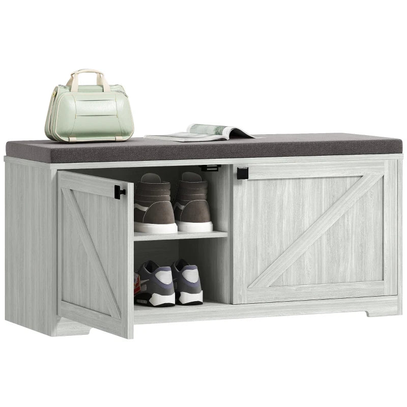 Shoe Storage Bench with Padded Seat, Entryway Bench Holds up to 352 lb, Shoe Organizer, 8 Pairs, Light Grey