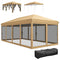 10' x 20' Pop Up Canopy Tent Gazebo with Removable Mesh Sidewall Netting, Carry Bag for Backyard Patio Outdoor, Beige