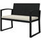 2 Seater Outdoor Bench, Rattan Garden Bench Loveseat with Cushion, Armrests, Steel Frame for Patio, Porch, Beige