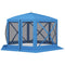 12' x 12' Hexagon Automatic Pop Up Screen Tents, Camping Shelter w/ Mesh Sidewalls and Carry Bag Blue