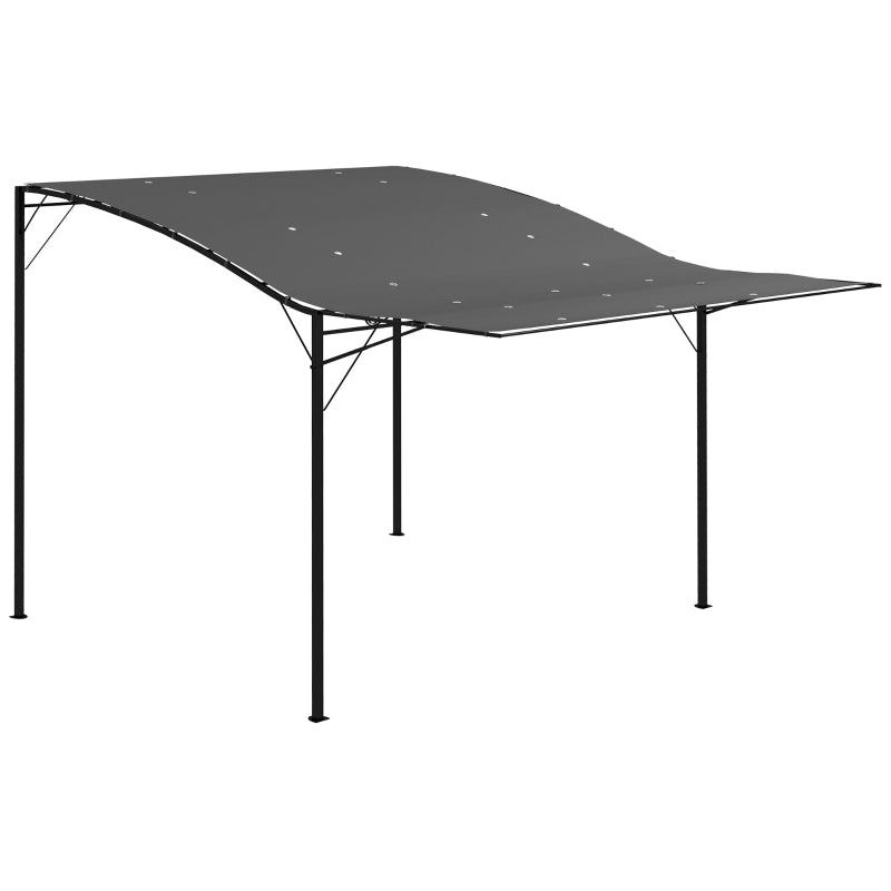 10x8ft Patio Metal Gazebo with Extendable Side Awning, Outdoor Shelter Shade Canopy Deck Awning, Dark Grey