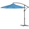 10' Deluxe Patio Umbrella, Outdoor Market Parasol, Banana Hanging Offset Sunshade with Crank, Cross Base, Blue