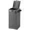 29 Gallon Outdoor Garbage Bin with Dual Lid, Plastic Outdoor Waste Trash Can with Side Holder and Drip Tray, Grey