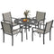 5 Piece Outdoor Dining Set with Round Table and 4 Stackable Chairs, for Backyard, Lawn, Deck, Balcony, Pool Side