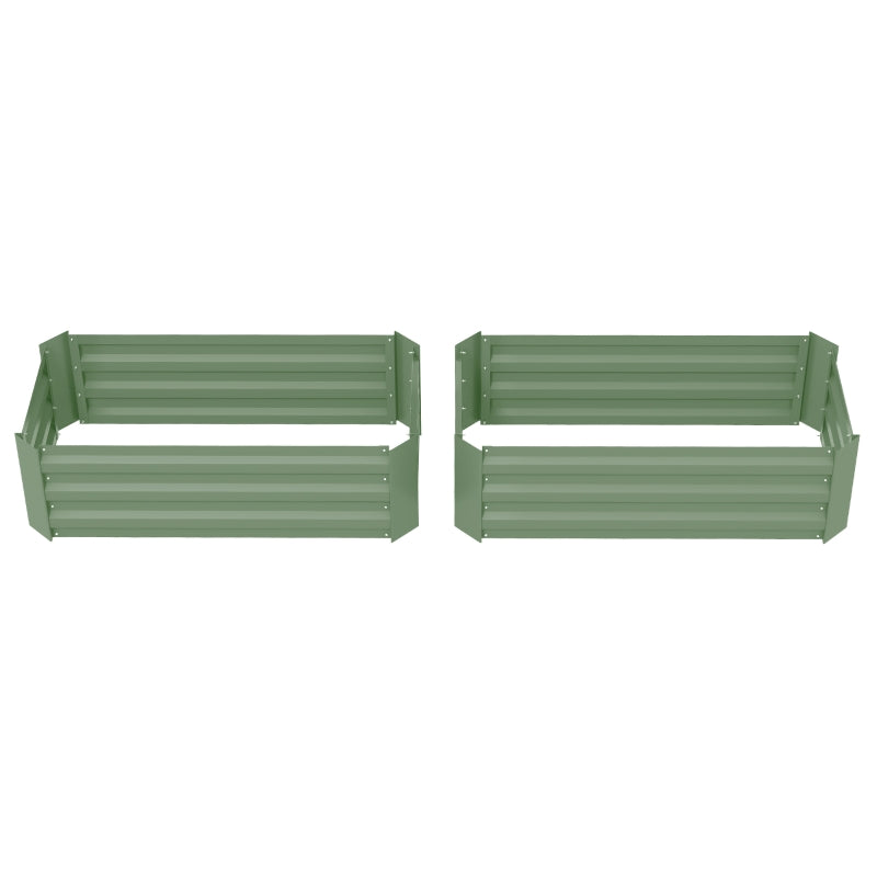 Set of 2 Raised Garden Bed, Steel Elevated Planter Box for Flowers, Herbs, Succulents, 39"x20"x12", Green