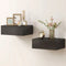 Set of 2 Wall Mounted Bedside Tables, Floating Nightstands with Drawer for Bedroom, Black