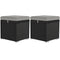 2 Pieces Wicker Outdoor Ottoman with Storage, Cushion, Square Outdoor Footstool, Seating, Side Table, Light Grey