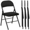 Set of 4 Metal Foldable Chairs, Linen Fabric Padded Folding Chairs with Cushion Seat and Open Back for Indoor, Black