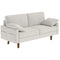 3 Seater Sofa, Velvet Upholstered Couch with Spring Cushions, Rubber Wood Legs and 2 Pillows, Cream White