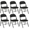 Set of 6 Metal Foldable Chairs, Linen Padded Folding Chairs with Cushion Seat and Open Back for Indoor, Black