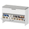 Shoe Storage Bench with Flip Drawer and Lift Top Storage, Entryway Bench with Seat Cushion for Hallway, White