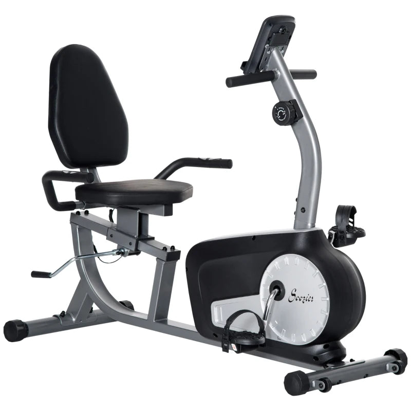 Soozier Exercise Bike, Stationary Bike with 8-Level Magnetic Resistance, LCD Display, Adjustable Seat and Backrest for Home Gym