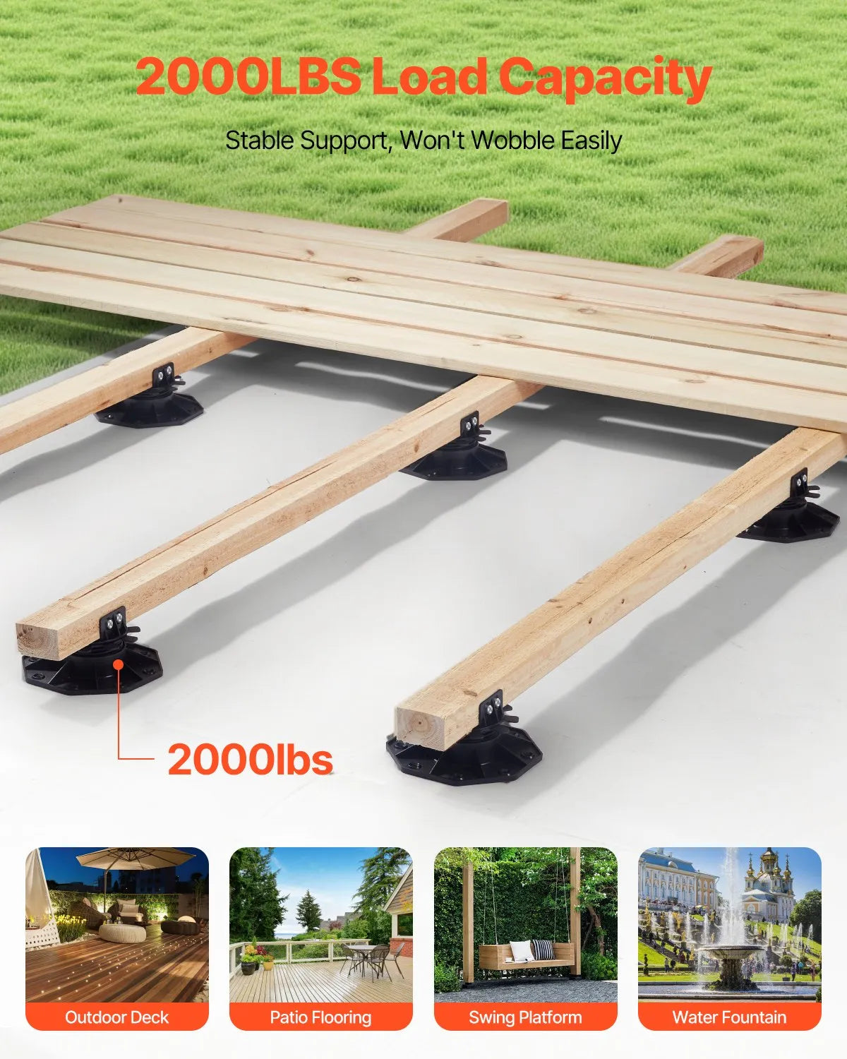 VEVOR 12 Pcs Adjustable Deck Support Pedestal Deck Foundation Base 1.18-2.36 in