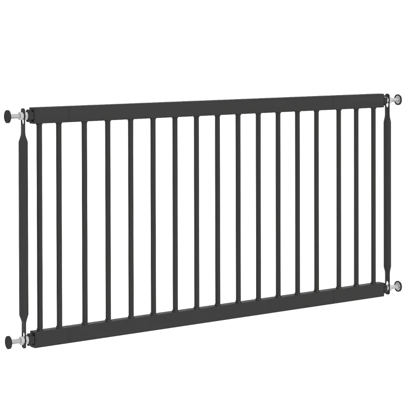 26"-37" Dog Gate, Adjustable Pet Gate, Fits 18" Tall with 2 Extension, Pressure Mount Kit for Stairs and Doorways, Black