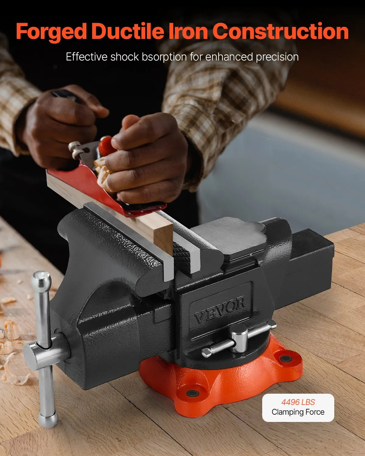 VEVOR 5" Bench Vise Multipurpose Heavy Duty Ductile Iron Swivel Locking Base