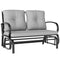 2-Person Outdoor Glider Chair, Patio Double Rocking Loveseat with Steel Frame and Cushions for Backyard, Garden and Porch, Grey