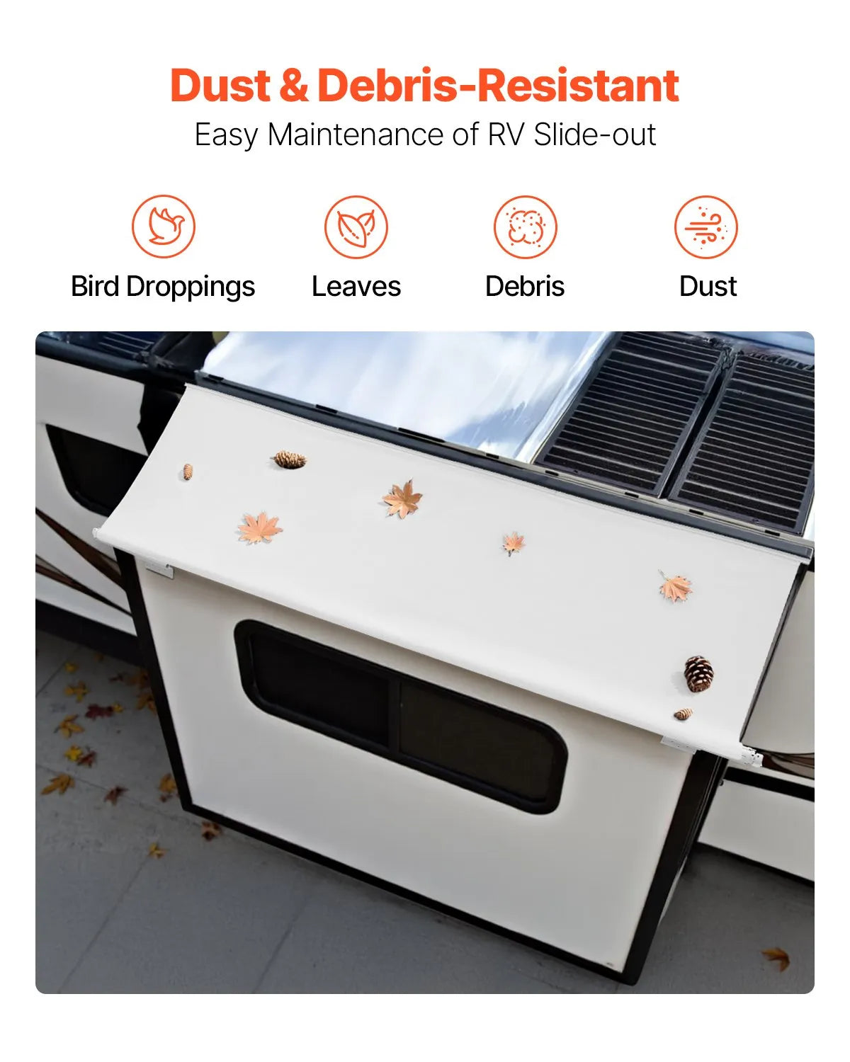 VEVOR 14'1" (13'7") RV Slide Out Awning White Slide Topper Awning for RVs