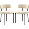 2 Pieces Kitchen Chairs, Modern Dining Chairs w/ Berber Fleece Upholstery and Steel Legs for Living Room, Beige