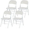 Set of 4 Metal Foldable Chairs, PU Leather Padded Folding Chairs with Cushion Seat and Open Back for Indoor, White