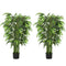 4.6FT Artificial Bamboo Tree Set of 2, Decorative Faux Plant in Nursery Pot, Faux Tree for Home Indoor Decor