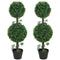 3FT Artificial Boxwood Topiary Tree Set of 2, Faux Two Ball Topiary Tree in Pot for Indoor Outdoor Decor, Green