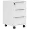 3-Drawer File Cabinet with Wheels, Vertical Filing Cabinet with Lock, White