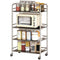 4 Tier Stainless Steel Rolling Cart with Adjustable Shelves, Utility Cart on Wheels with Handles for Kitchen, Silver