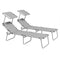 2Pcs Outdoor Lounge Chair, Adjustable Folding Chaise Lounge with Sun Shade for Beach, Camping, Hiking, Light Grey