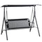 2-Person Porch Swing Chair, 2 Seater Patio Swing Bench w/ Adjustable Canopy, Breathable Seat for Garden, Poolside, Black