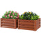 2' x 2' x 1' 2-Pieces Raised Garden Bed w/ Galvanised Steel Frame for Vegetables Flowers Herbs, Dark Brown Wood Effect