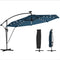 11.3 ft Cantilever Patio Umbrella with Light, Cover, Aluminium UPF50+ Offset Outdoor Umbrella Parasol, Navy Blue