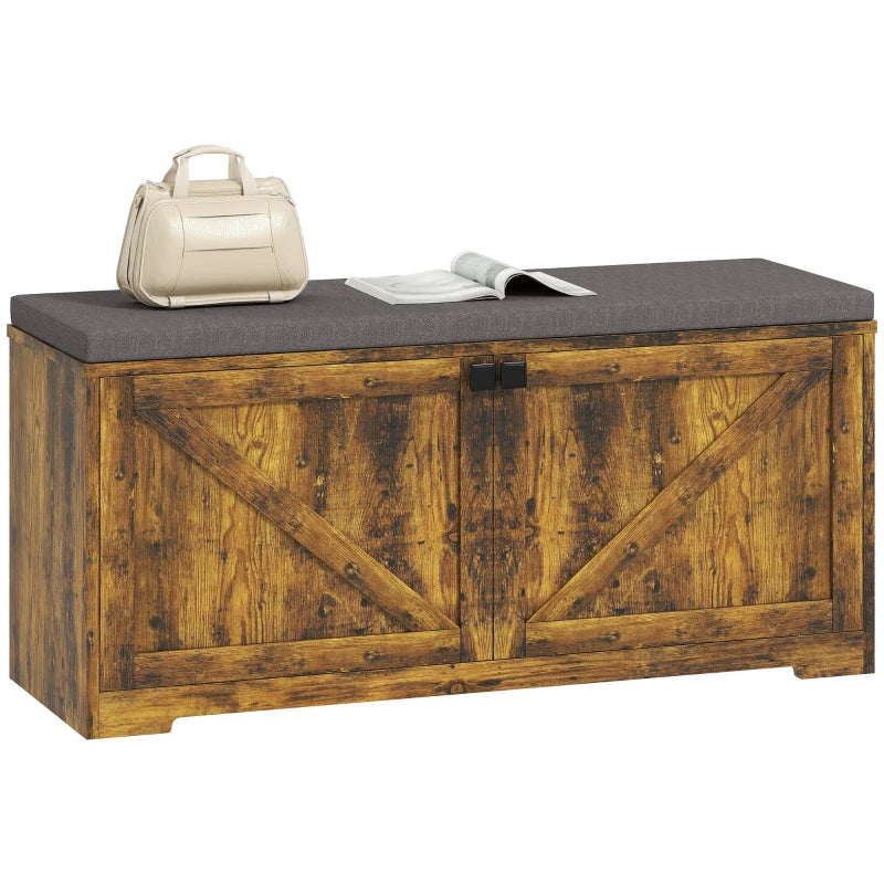 Shoe Storage Bench with Padded Seat, Entryway Bench Holds up to 352 lb, Shoe Organizer, 8 Pairs, Rustic Brown