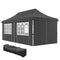 20x10 Pop Up Canopy with 6 Removable Sidewall, Carry Bag and 6 Sand Bags, Height Adjustable Instant Sun Shelter, Grey
