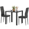 3-Piece Rectangular Glass Kitchen Table and Chairs with Metal Frame and Faux Leather Upholstery for Dining Room, Black