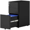 3 Drawer Filing Cabinet, Lockable Steel Office Storage Cabinet with Hanging Bar for Letter, A4, Legal Files, Black
