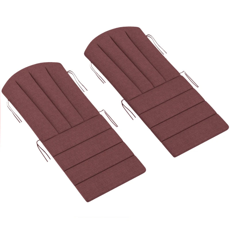 Set of 2 Patio Chair Cushions, High Back Adirondack Chair Cushion with Ties, High-Density Foam, Wine Red