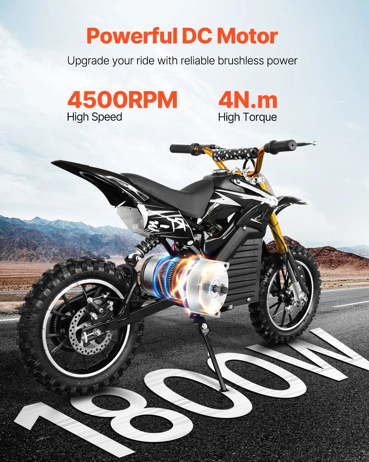 VEVOR 1800W Electric Brushless DC Motor Kit 48V 4500rpm Motor with Controller