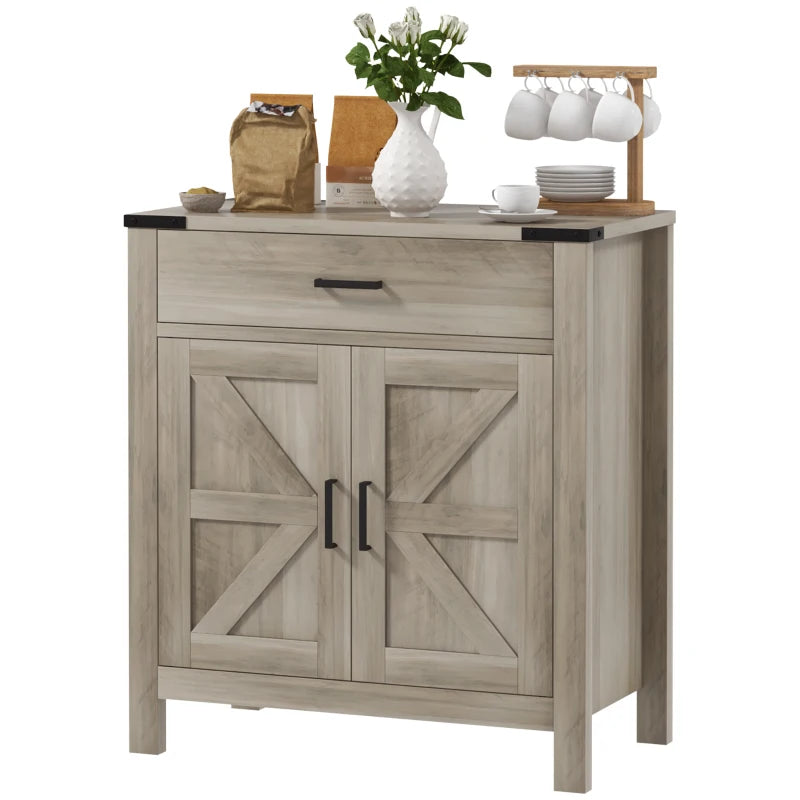 Sideboard Buffet Cabinet, Farmhouse Kitchen Storage Cabinet w/ Drawer and Shelf for Living Room, Entryway