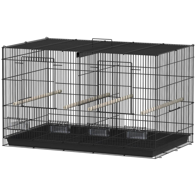 18" H Bird Cage, Large Parakeet Cage for Budgie, Lovebird, Canary, Finches with Divider, Black
