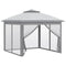 11' x 11' Pop Up Gazebo, Double Roof Foldable Height Adjustable Canopy Tent with Mesh Sidewalls, Carrying Bag, Grey