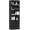 4-Tier Open Bookshelf with Doors Modern Home Office Bookcase Storage Cabinet for Living Room Bathroom Study, Black