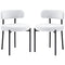 2 Pieces Kitchen Chairs, Modern Dining Chairs w/ Berber Fleece Upholstery and Steel Legs for Living Room, Cream White