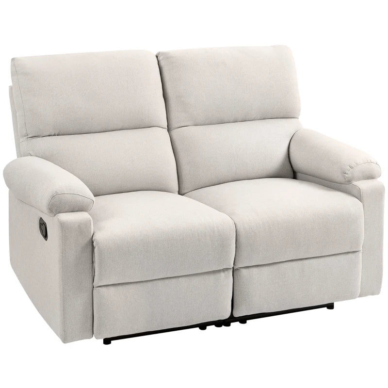 2 Seater Reclining Sofa, Loveseat Recliner Sofa with Footrest and Split Backrest, for Home Theater, Living Room, Cream White