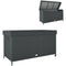 165 Gallon Deck Box, Wicker Outdoor Patio Storage Box with Waterproof Liner, Gas Strut and Universal Wheels, Black