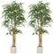 6FT Artificial Banyan Tree Set of 2, Fake Potted Tree with Solid Wood Trunk and Pot for Indoor