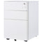 3 Drawer Filing Cabinet, Steel Home Office Storage Cabinet with Wheels, Lock for A4, Letters, Legal-sized Files, White