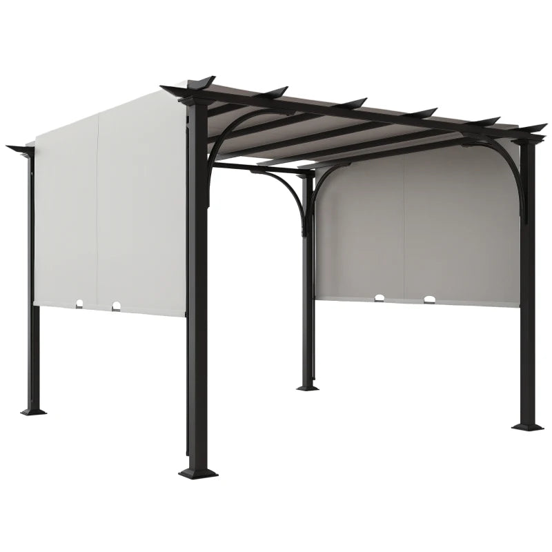 10' x 10' Outdoor Pergola Patio Gazebo Canopy Sun Shelter, Steel Frame, White